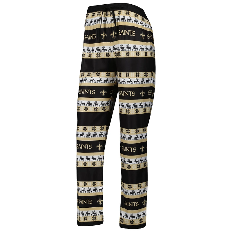 Women's FOCO Black New Orleans Saints Holiday Ugly Pajama Set