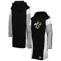 Women's G-III 4Her by Carl Banks Black New Orleans Saints Bootleg Long Sleeve Hoodie T-Shirt Dress