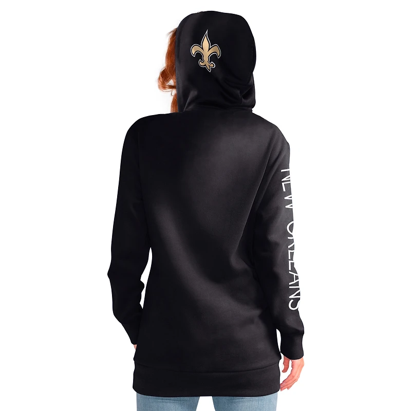 Sweat à capuche pour femme G-III 4Her by Carl Banks Black New Orleans Saints Extra Inning