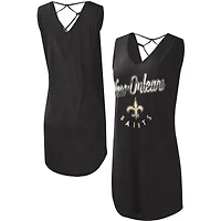 Robe de plage G-III 4Her pour femme par Carl Banks, noire, à col en V, motif match des Saints La Nouvelle-Orléans