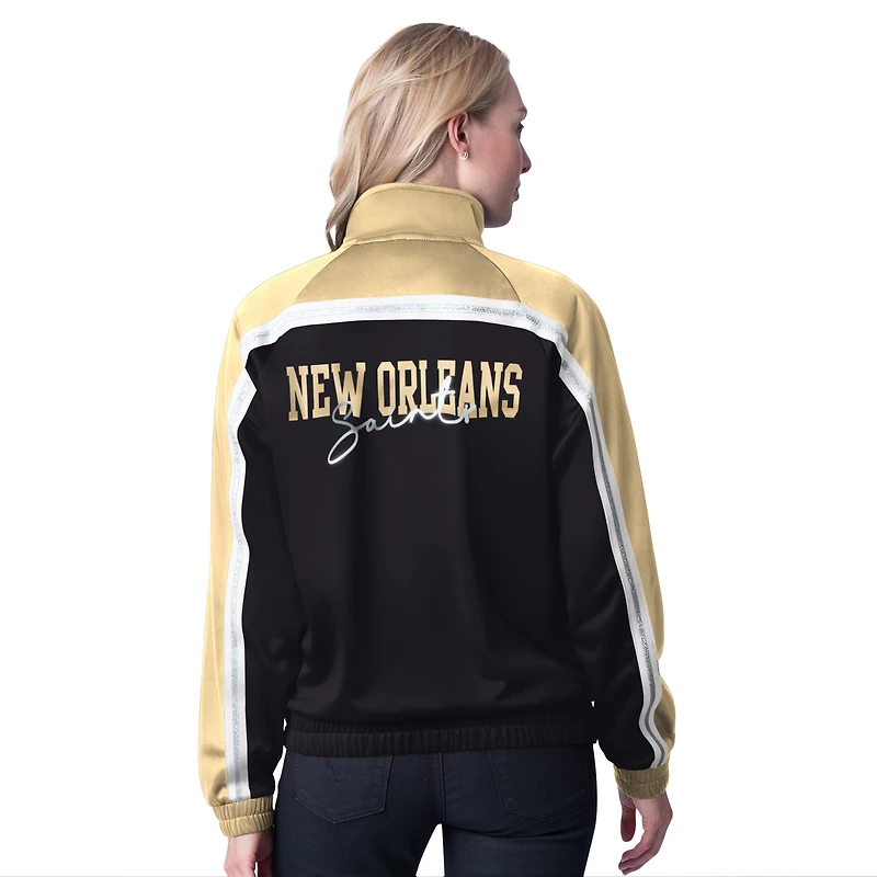 Veste de survêtement d'après-match entièrement zippée G-III 4Her by Carl Banks pour femme, noire, des New Orleans Saints