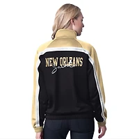 Veste de survêtement d'après-match entièrement zippée G-III 4Her by Carl Banks pour femme, noire, des New Orleans Saints
