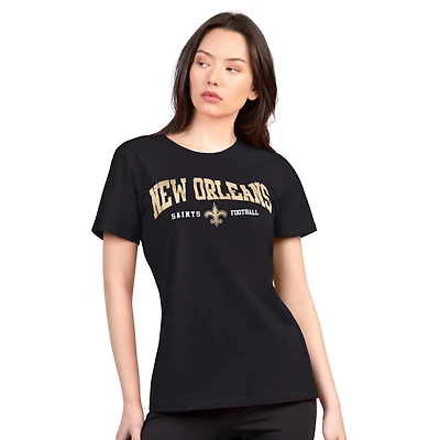 T-shirt col rond ultra-mince et léger G-III 4Her par Carl Banks pour femme, noir, des Saints de la Nouvelle-Orléans