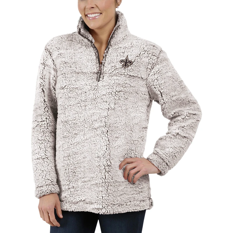 veste G-III 4Her by Carl Banks grise pour femme New Orleans Saints Sherpa à fermeture éclair quart de