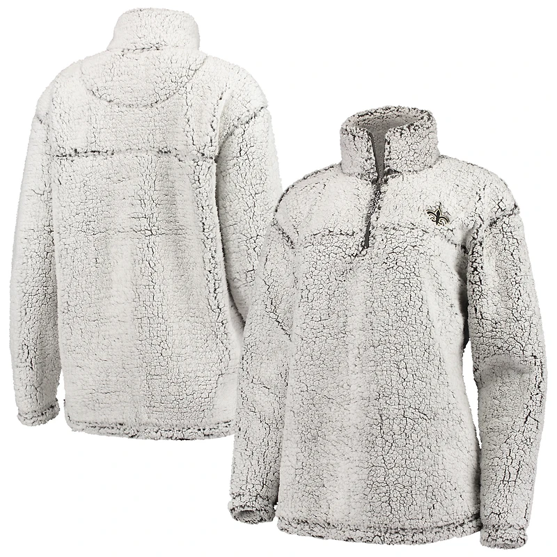 veste G-III 4Her by Carl Banks grise pour femme New Orleans Saints Sherpa à fermeture éclair quart de