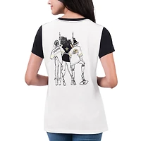Women's G-III 4Her by Carl Banks White/Black New Orleans Saints Fashion Illustration T-Shirt