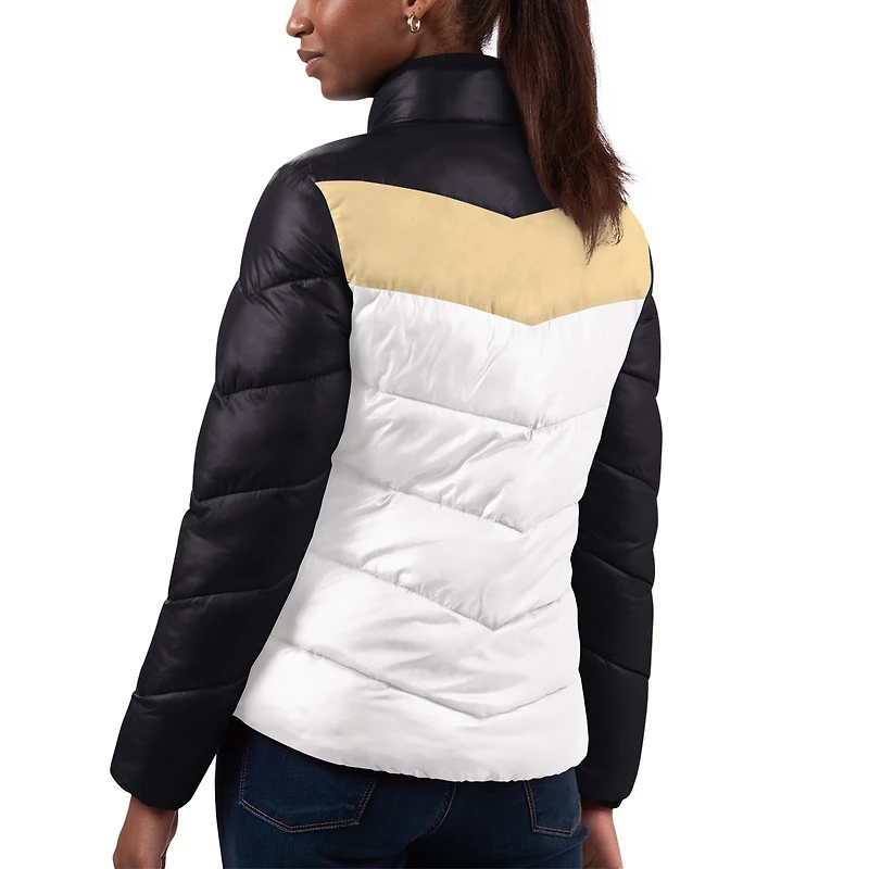 Women's G-III 4Her by Carl Banks White/Black New Orleans Saints Star Quilted Full-Zip Jacket