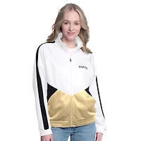 Veste de survêtement entièrement zippée G-III 4Her by Carl Banks pour femme, blanche/noire, motif New Orleans Saints Rally Rhinestone