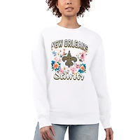 Women's G-III 4Her by Carl Banks  White New Orleans Saints Flower Logo Graphic Fleece Pullover Sweatshirt