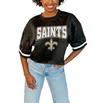 Women's Gameday Couture  Black New Orleans Saints Game Face Fashion Jersey