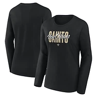 T-shirt à manches longues noir avec logo des Saints de la Nouvelle-Orléans pour femme
