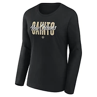 Women's Logo Athletic Black New Orleans Saints Grip Long Sleeve T-Shirt