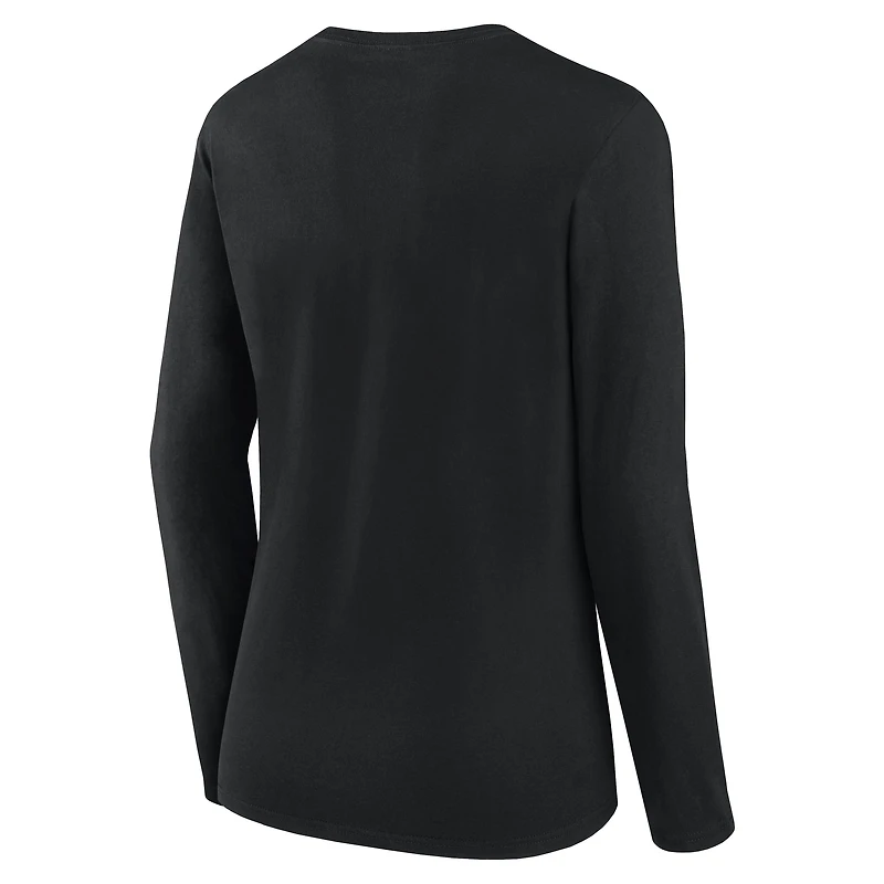 Women's Logo Athletic Black New Orleans Saints Grip Long Sleeve T-Shirt