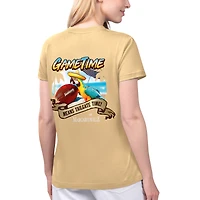 T-shirt à col en V pour femmes Margaritaville Gold New Orleans Saints Game Time