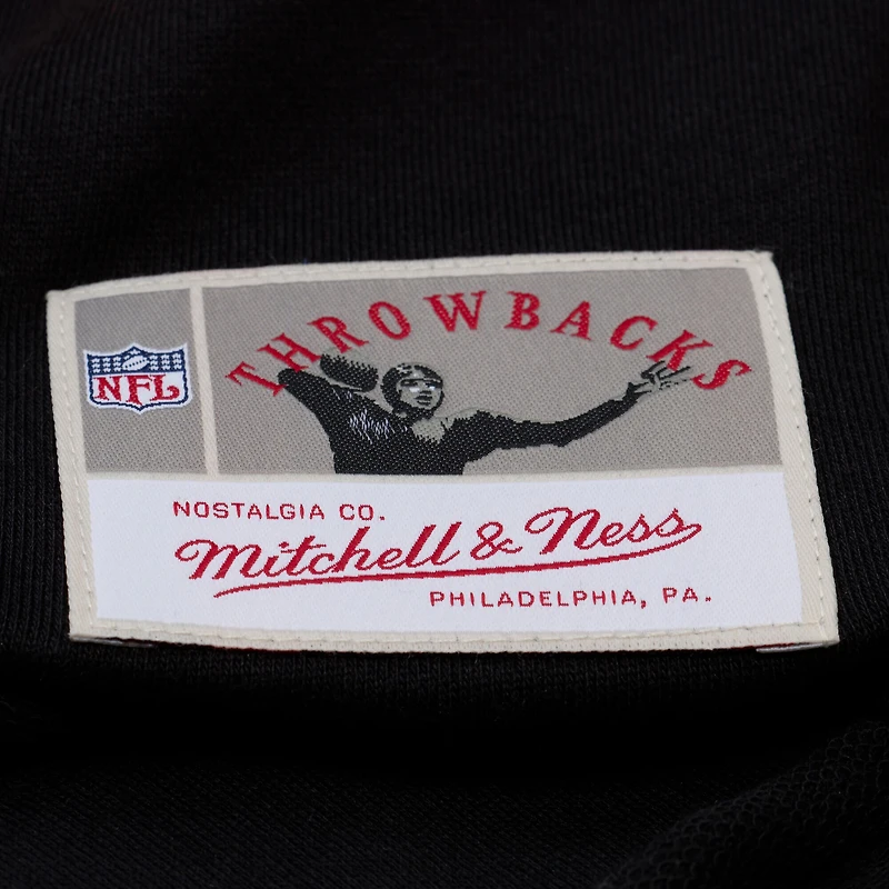 Women's Mitchell & Ness Black New Orleans Saints Cropped Long Sleeve Rugby Polo