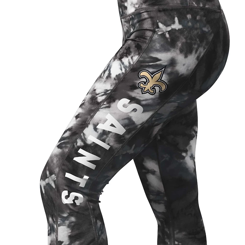 Women's MSX by Michael Strahan Black New Orleans Saints Aubrey Tie-Dye Leggings