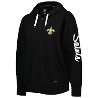 Sweat à capuche léger entièrement zippé pour femme MSX by Michael Strahan Black New Orleans Saints Emerson