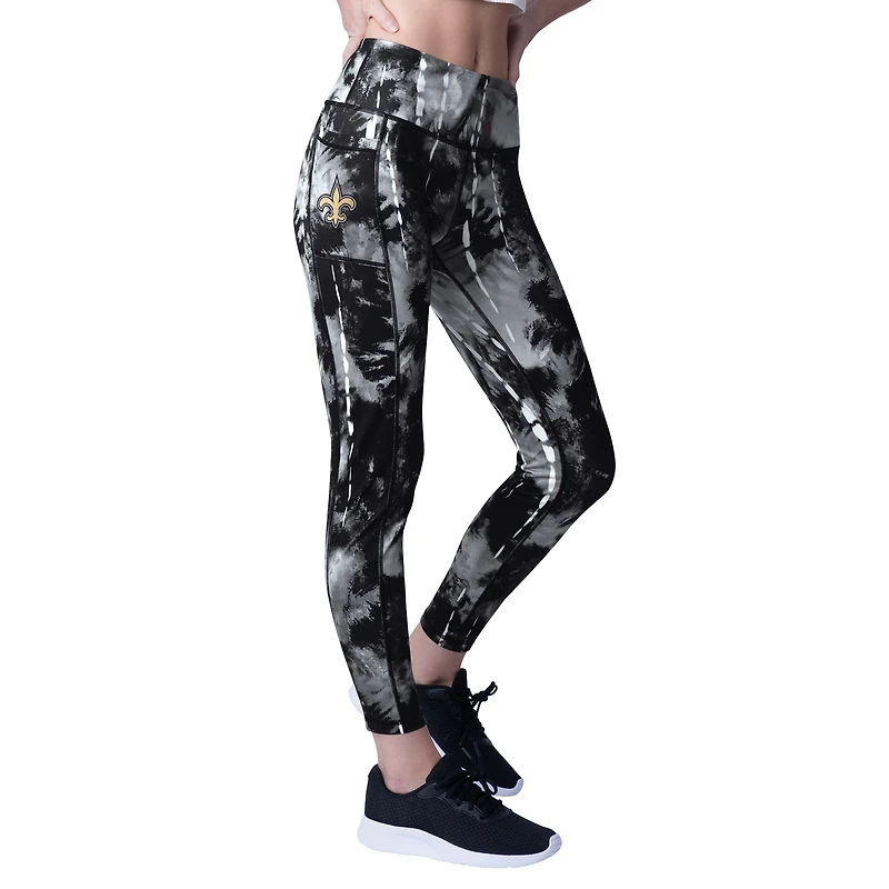 Legging teint par nœuds Serena MSX by Michael Strahan pour femmes, noir, New Orleans Saints
