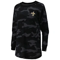 T-shirt à manches longues camouflage New Orleans Saints Era pour femme noir
