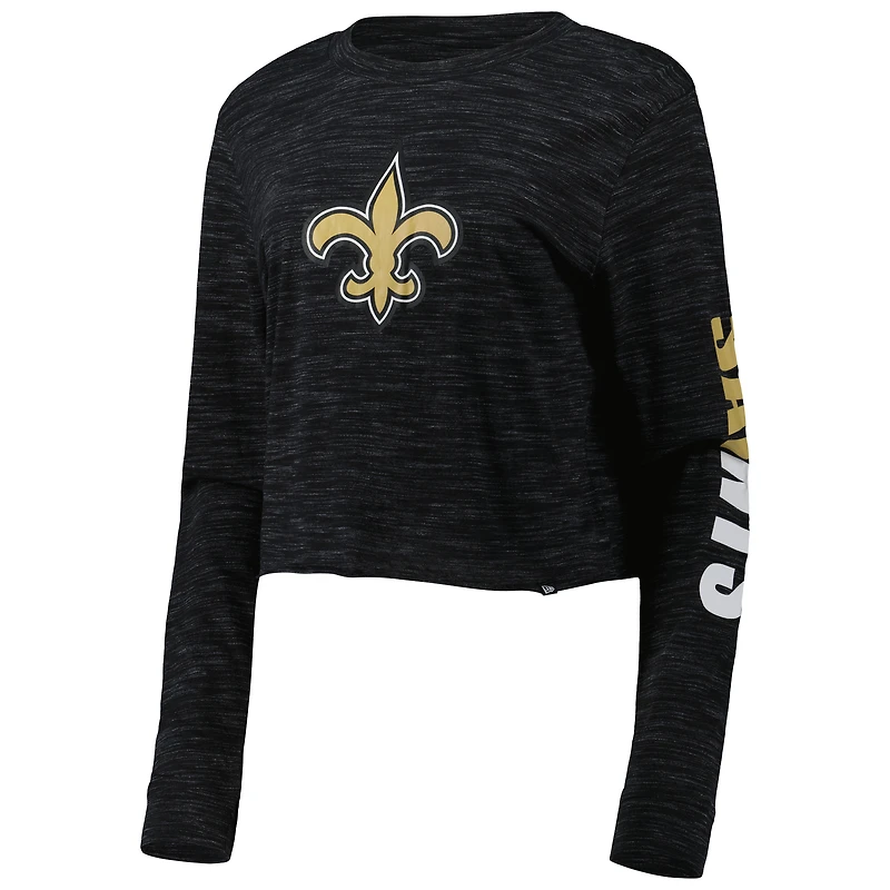 T-shirt court à manches longues New Orleans Saints pour femme Era noir