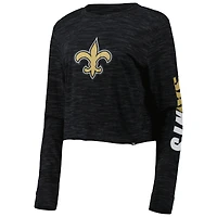 T-shirt court à manches longues New Orleans Saints pour femme Era noir