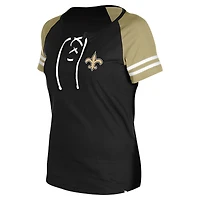 V107988 Saint OTCWHI 24 T-shirt raglan à lacets pour femmes TEELADMSY