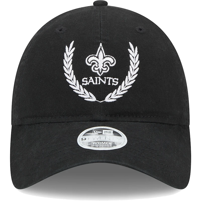 Casquette ajustable New Era noire pour femme, motif feuilles des Saints de la Nouvelle-Orléans 9TWENTY