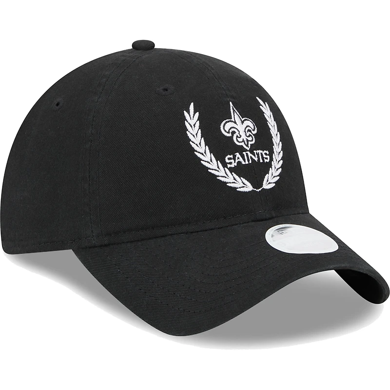 Casquette ajustable New Era noire pour femme, motif feuilles des Saints de la Nouvelle-Orléans 9TWENTY