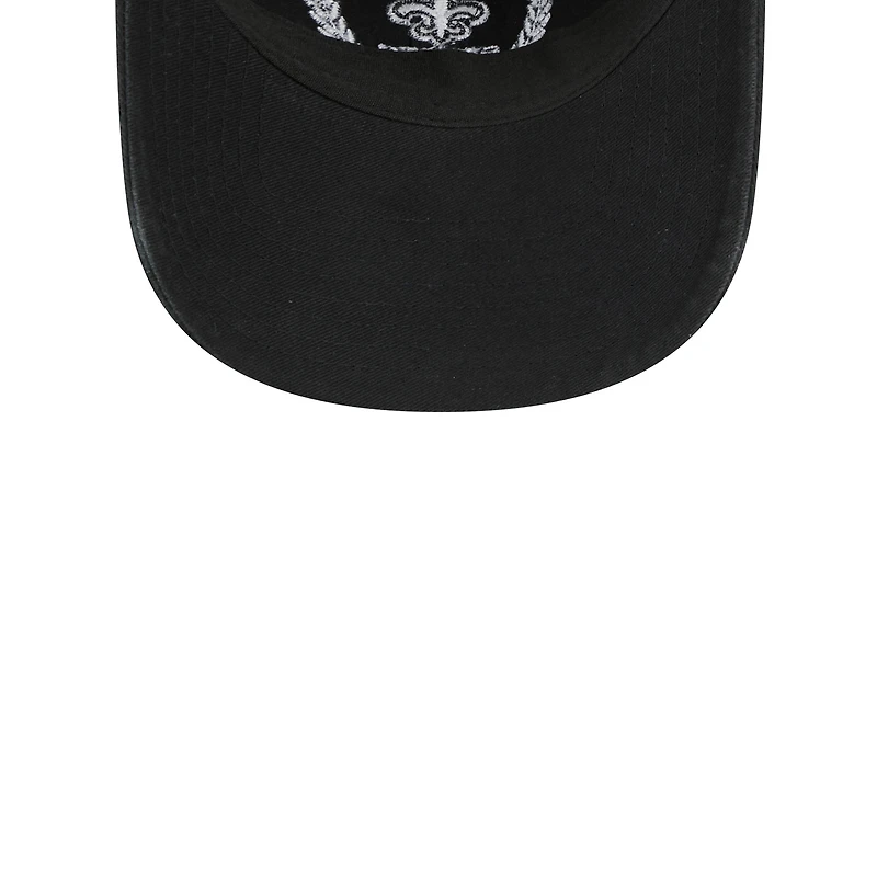Casquette ajustable New Era noire pour femme, motif feuilles des Saints de la Nouvelle-Orléans 9TWENTY