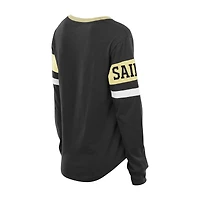 T-shirt à manches longues lacets noir New Era Orleans Saints pour femme, grande taille