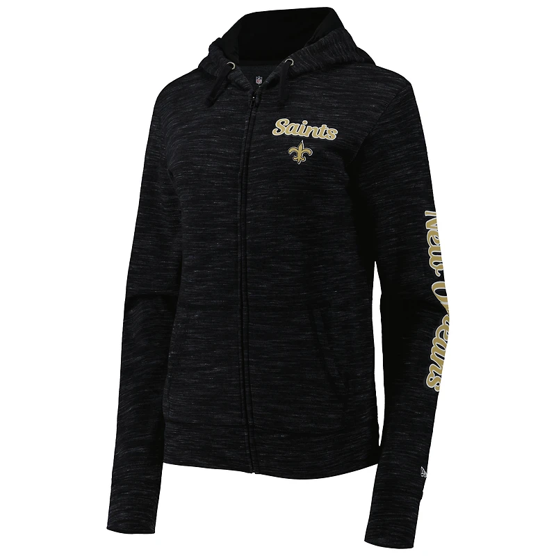 Sweat à capuche noir New Orleans Saints Reverse Full Zip pour femme Era