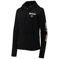 Sweat à capuche noir New Orleans Saints Reverse Full Zip pour femme Era