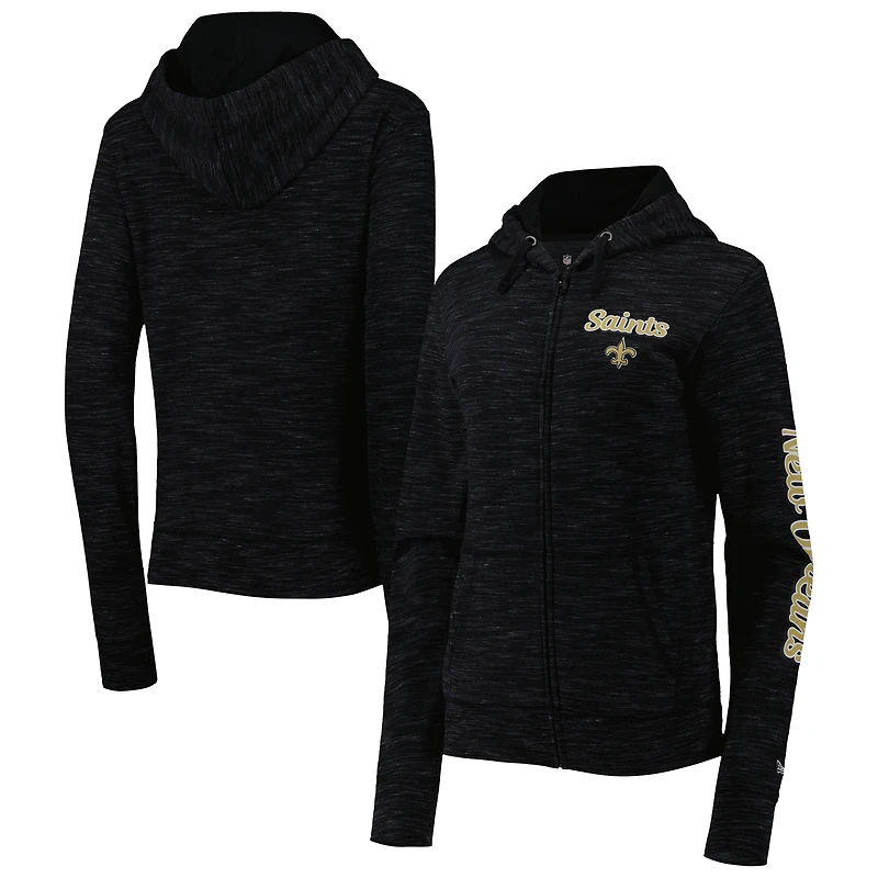 Sweat à capuche noir New Orleans Saints Reverse Full Zip pour femme Era