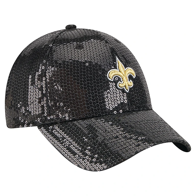 Casquette ajustable New Era 9FORTY à sequins noire des Saints de la Nouvelle-Orléans pour femme