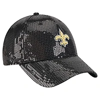 Casquette ajustable New Era 9FORTY à sequins noire des Saints de la Nouvelle-Orléans pour femme