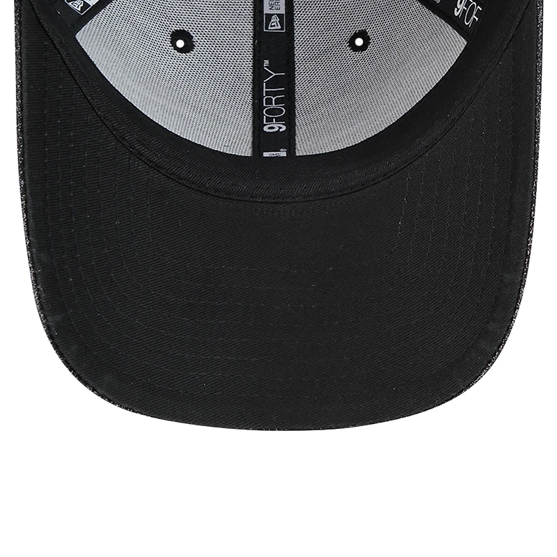 Casquette ajustable New Era 9FORTY scintillante noire New Orleans Saints pour femme