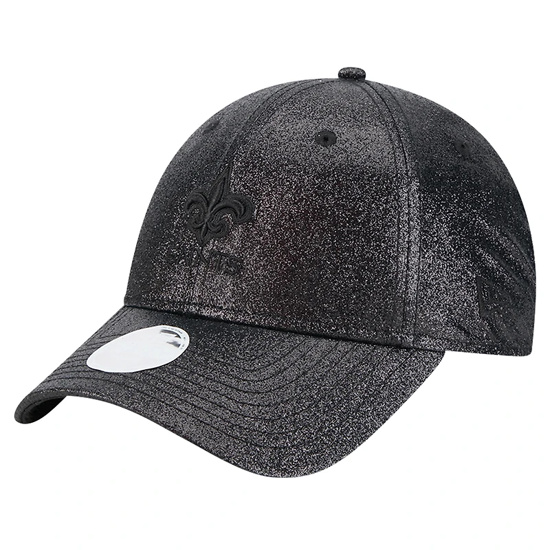 Casquette ajustable New Era 9FORTY scintillante noire New Orleans Saints pour femme