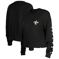 T-shirt court thermique à manches longues New Era pour femme, modèle Orleans Saints Sport Night, noir