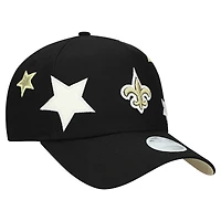 Women's New Era  Black New Orleans Saints  Stardom A-Frame 9FORTY Adjustable Hat