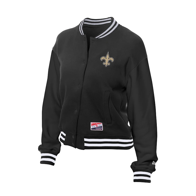 Veste polaire noire New Era Orleans Saints Throwback pour femme