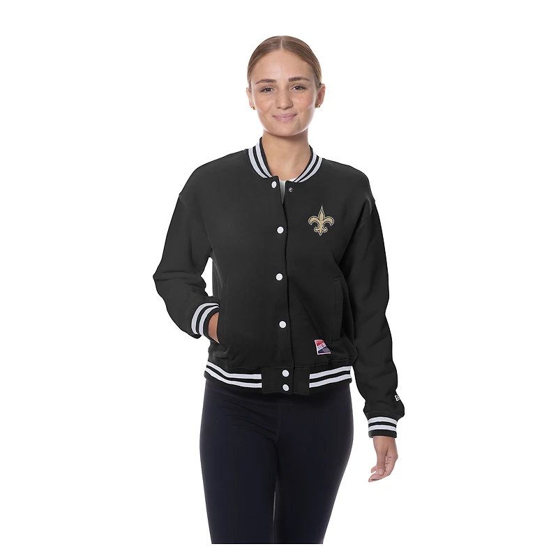 Veste polaire noire New Era Orleans Saints Throwback pour femme