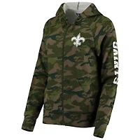 Women's New Era Camo Orleans Saints Raglan Full-Zip Hoodie