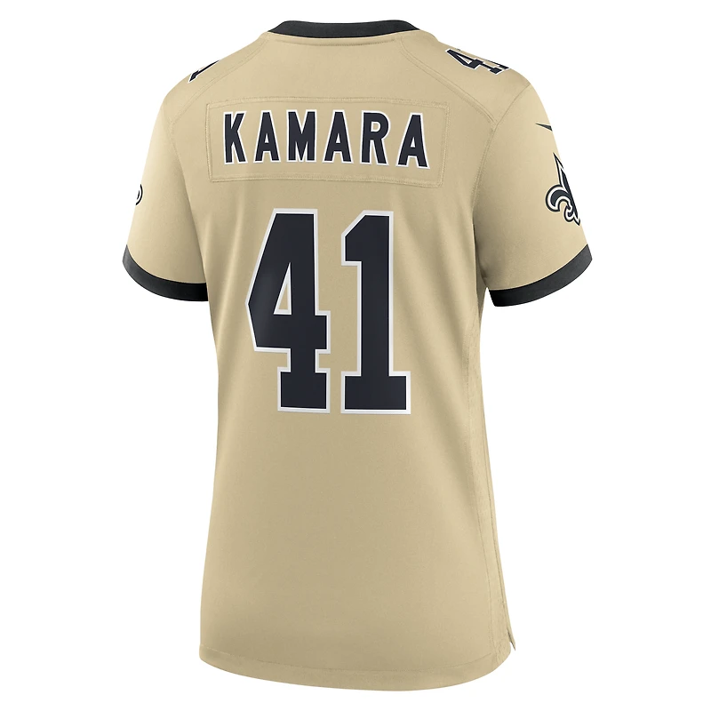 Maillot de joueur remplaçant Nike Alvin Kamara Gold des New Orleans Saints pour femme