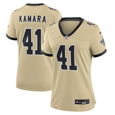Maillot de joueur remplaçant Nike Alvin Kamara Gold des New Orleans Saints pour femme