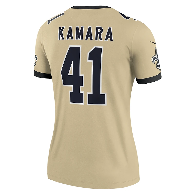 Haut Nike Alvin Kamara Gold New Orleans Saints Gameday Golds Alternate Legend Player Performance pour femme