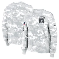 T-shirt Nike Arctic Camo New Orleans Saints 2024 Salute To Service Performance à manches longues pour femme