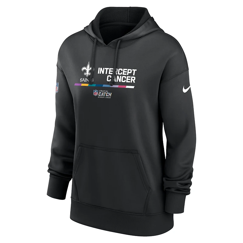 Chandail à capuchon Therma Performance pour femme Nike New Orleans Saints 2022 NFL Crucial Catch - Noir