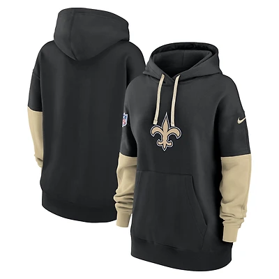 Sweat à capuche en polaire Nike noir New Orleans Saints 2024 Sideline Essential pour femme