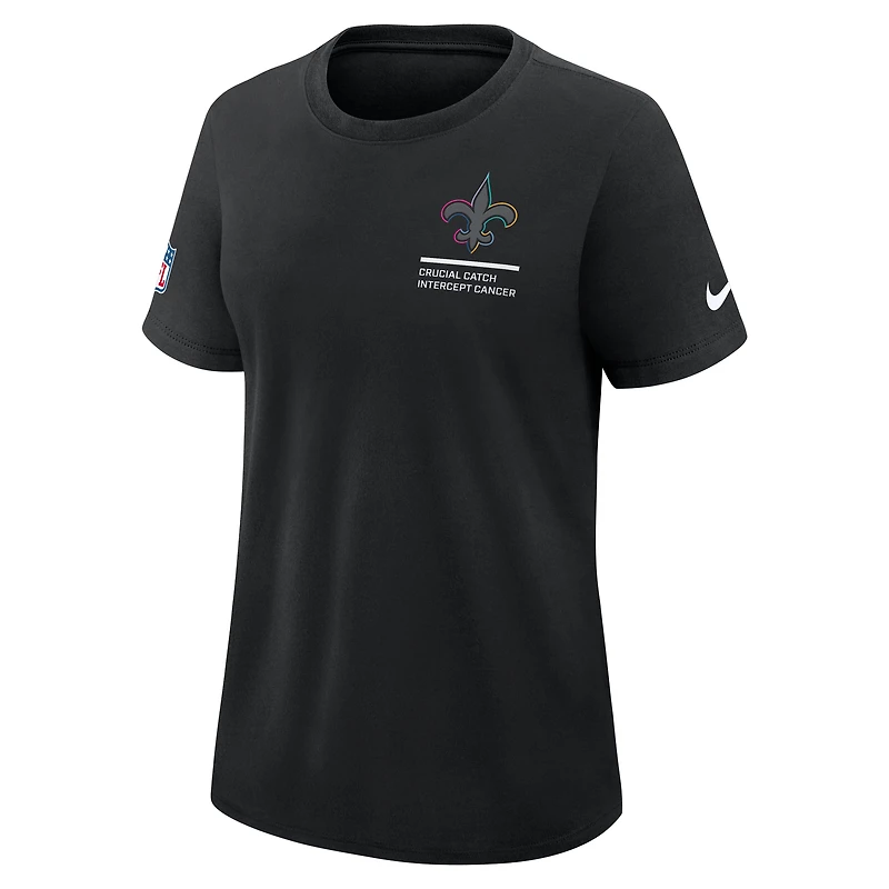 Women's Nike Black New Orleans Saints 2025 NFL Crucial Catch Tri-Blend Dri-FIT T-Shirt