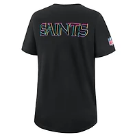 Women's Nike Black New Orleans Saints 2025 NFL Crucial Catch Tri-Blend Dri-FIT T-Shirt